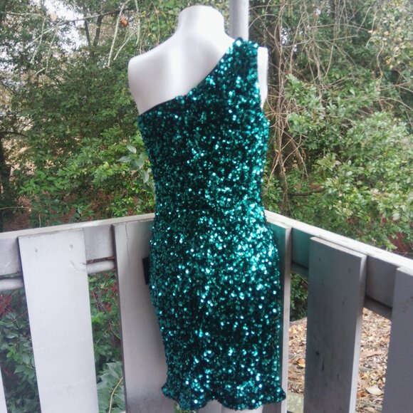 Lulus Sequin One Shoulder Body Con Mini Dress - Picture 4 of 11